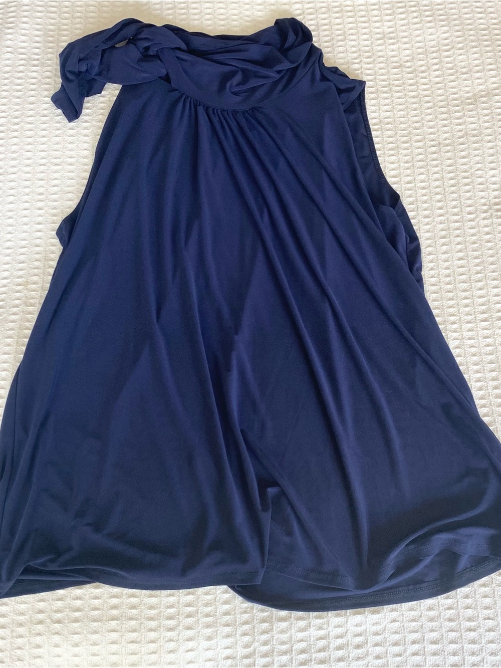 Navy Tie-Neck Stretch Jersey Tank Top NWOT 3X